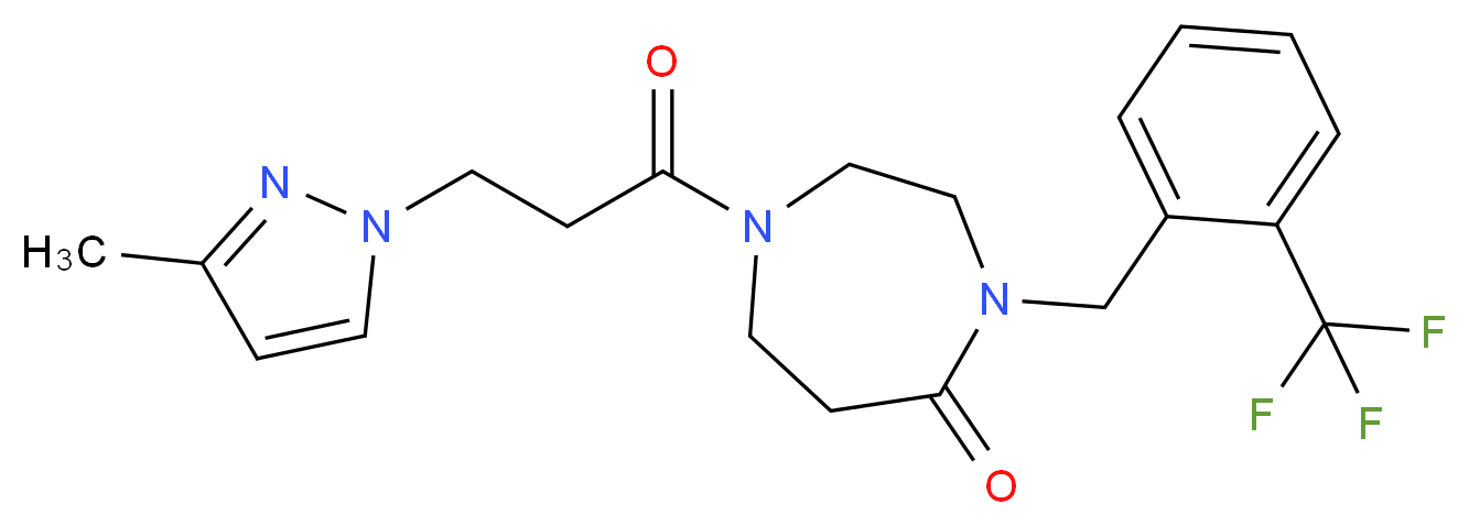 1-[3-(3-methyl-1H-pyrazol-1-yl)propanoyl]-4-[2-(trifluoromethyl)benzyl]-1,4-diazepan-5-one_分子结构_CAS_)