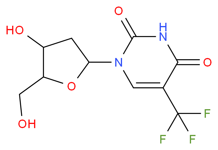 1-[4-hydroxy-5-(hydroxymethyl)oxolan-2-yl]-5-(trifluoromethyl)-1,2,3,4-tetrahydropyrimidine-2,4-dione_分子结构_CAS_70-00-8