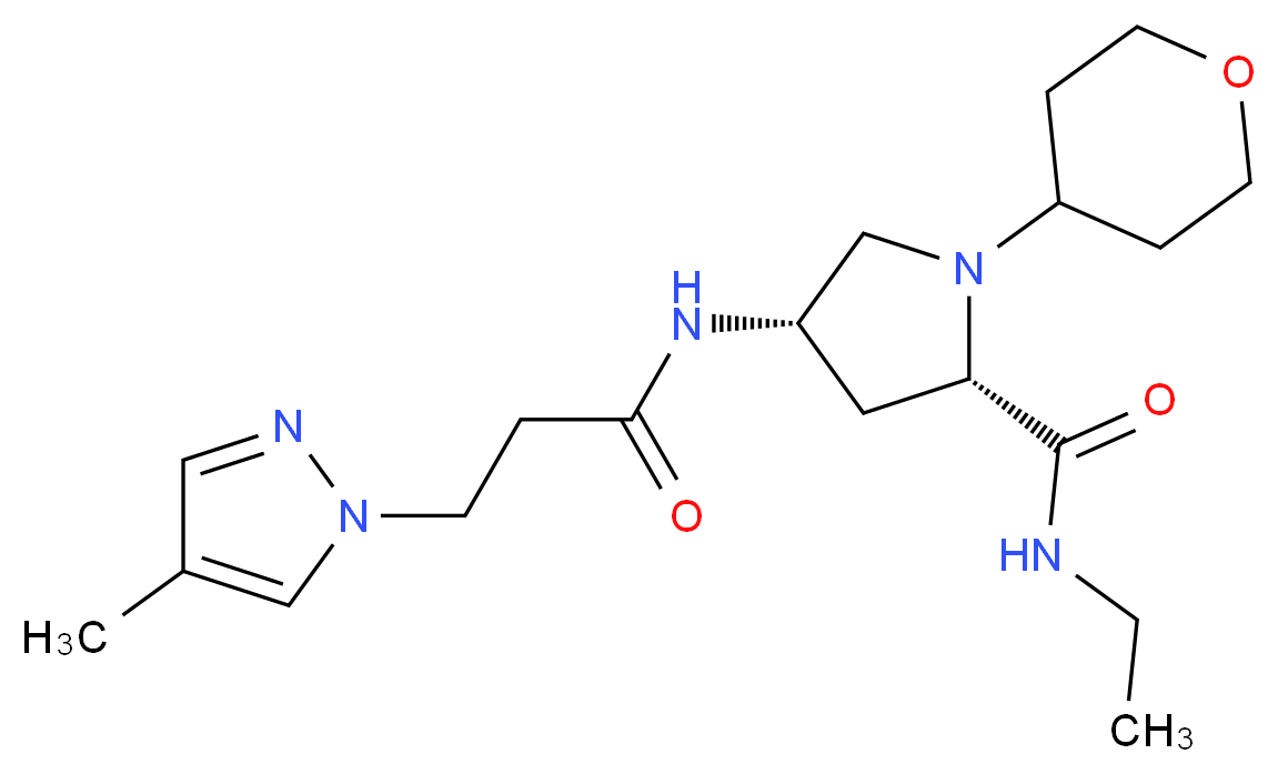 (4S)-N-ethyl-4-{[3-(4-methyl-1H-pyrazol-1-yl)propanoyl]amino}-1-(tetrahydro-2H-pyran-4-yl)-L-prolinamide_分子结构_CAS_)