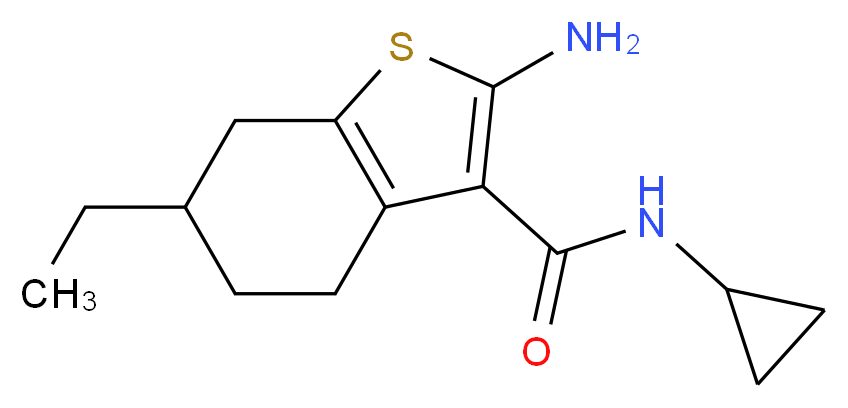2-Amino-N-cyclopropyl-6-ethyl-4,5,6,7-tetrahydro-1-benzothiophene-3-carboxamide_分子结构_CAS_)