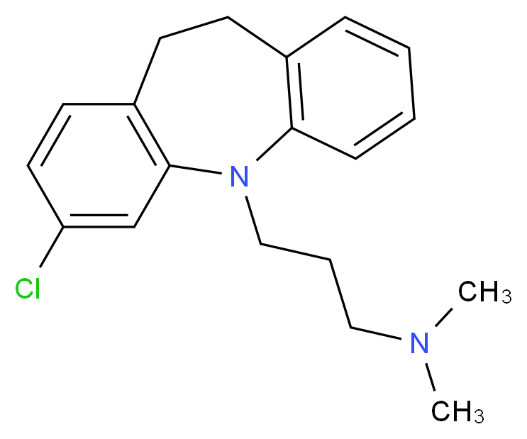 3-(3-CHLORO-5H-DIBENZO[B,F]AZEPIN-5-YL)-N,N-DIMETHYLPROPAN-1-AMINE_分子结构_CAS_)