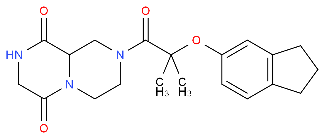 8-[2-(2,3-dihydro-1H-inden-5-yloxy)-2-methylpropanoyl]tetrahydro-2H-pyrazino[1,2-a]pyrazine-1,4(3H,6H)-dione_分子结构_CAS_)