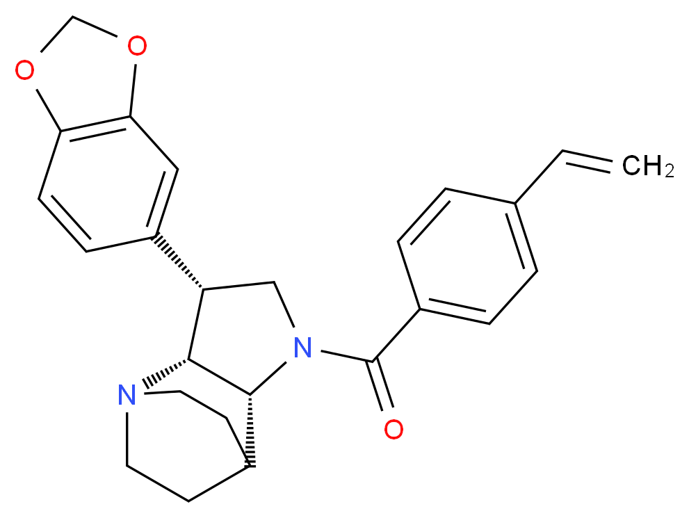 (3R*,3aR*,7aR*)-3-(1,3-benzodioxol-5-yl)-1-(4-vinylbenzoyl)octahydro-4,7-ethanopyrrolo[3,2-b]pyridine_分子结构_CAS_)