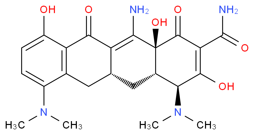 (4S,4aS,5aR,12aS)-12-amino-4,7-bis(dimethylamino)-3,10,12a-trihydroxy-1,11-dioxo-1,4,4a,5,5a,6,11,12a-octahydrotetracene-2-carboxamide_分子结构_CAS_864073-42-7