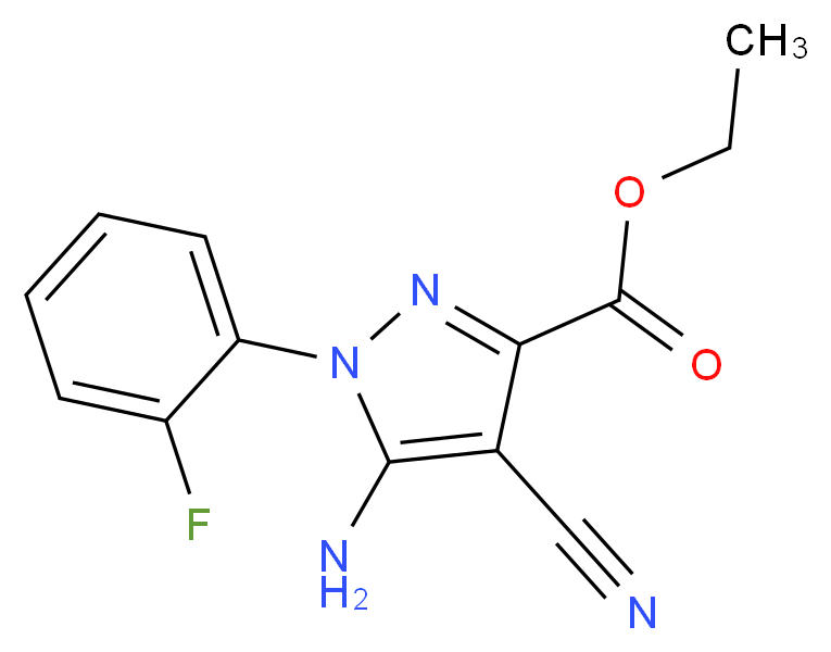 ethyl 5-amino-4-cyano-1-(2-fluorophenyl)-1H-pyrazole-3-carboxylate_分子结构_CAS_1150164-20-7