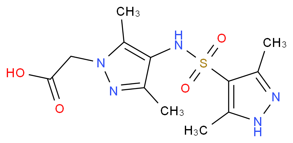 (4-{[(3,5-dimethyl-1H-pyrazol-4-yl)sulfonyl]amino}-3,5-dimethyl-1H-pyrazol-1-yl)acetic acid_分子结构_CAS_)