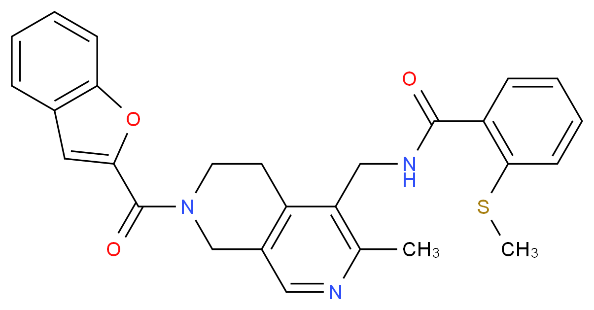N-{[7-(1-benzofuran-2-ylcarbonyl)-3-methyl-5,6,7,8-tetrahydro-2,7-naphthyridin-4-yl]methyl}-2-(methylthio)benzamide_分子结构_CAS_)
