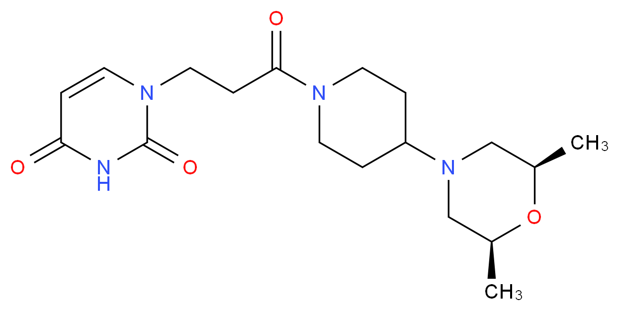 1-(3-{4-[(2R*,6S*)-2,6-dimethyl-4-morpholinyl]-1-piperidinyl}-3-oxopropyl)-2,4(1H,3H)-pyrimidinedione_分子结构_CAS_)