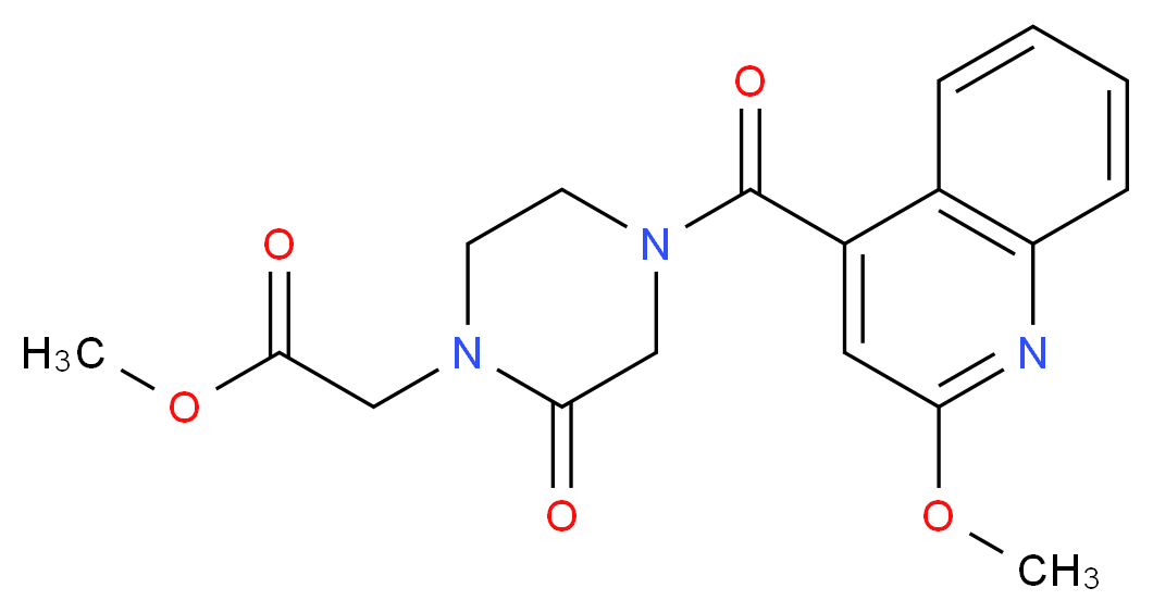 methyl {4-[(2-methoxy-4-quinolinyl)carbonyl]-2-oxo-1-piperazinyl}acetate_分子结构_CAS_)
