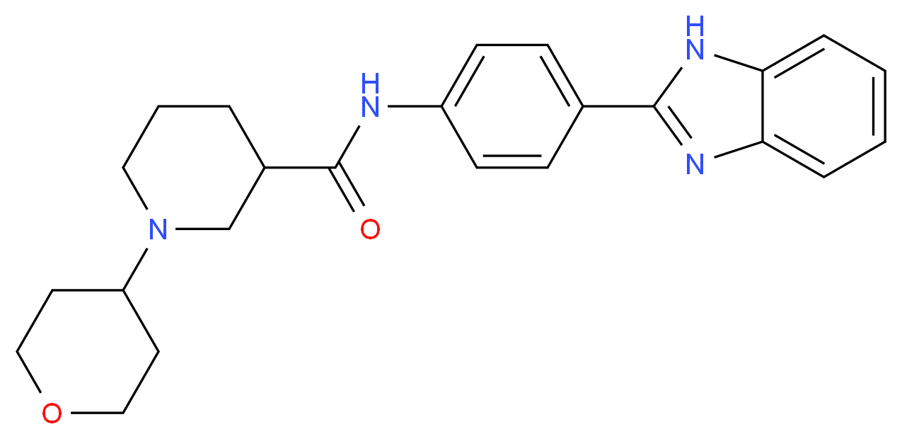 N-[4-(1H-benzimidazol-2-yl)phenyl]-1-(tetrahydro-2H-pyran-4-yl)-3-piperidinecarboxamide_分子结构_CAS_)