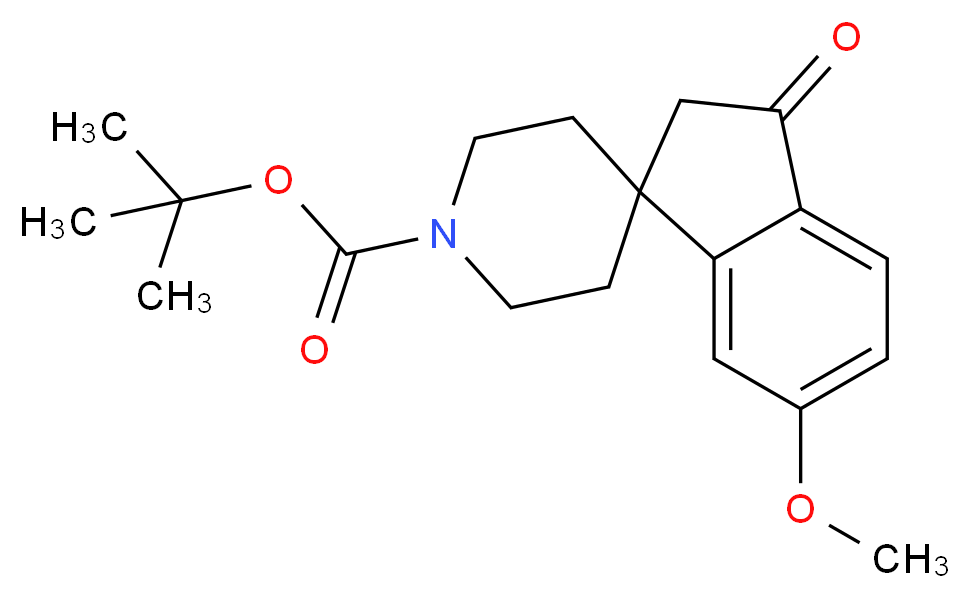 tert-butyl 6-methoxy-3-oxo-2,3-dihydrospiro[indene-1,4'-piperidine]-1'-carboxylate_分子结构_CAS_910442-59-0