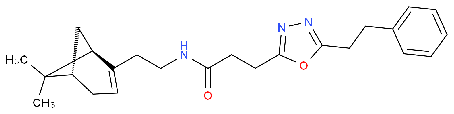 N-{2-[(1R,5S)-6,6-dimethylbicyclo[3.1.1]hept-2-en-2-yl]ethyl}-3-[5-(2-phenylethyl)-1,3,4-oxadiazol-2-yl]propanamide_分子结构_CAS_)