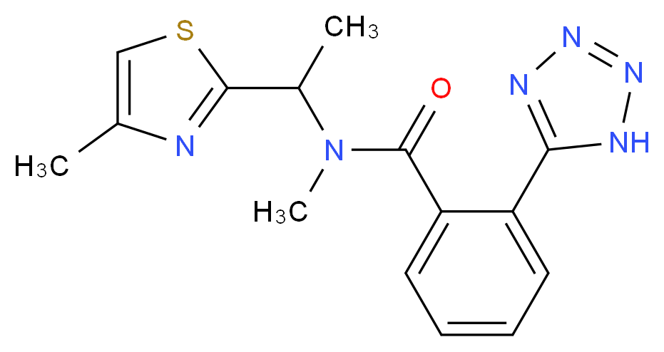 N-methyl-N-[1-(4-methyl-1,3-thiazol-2-yl)ethyl]-2-(1H-tetrazol-5-yl)benzamide_分子结构_CAS_)