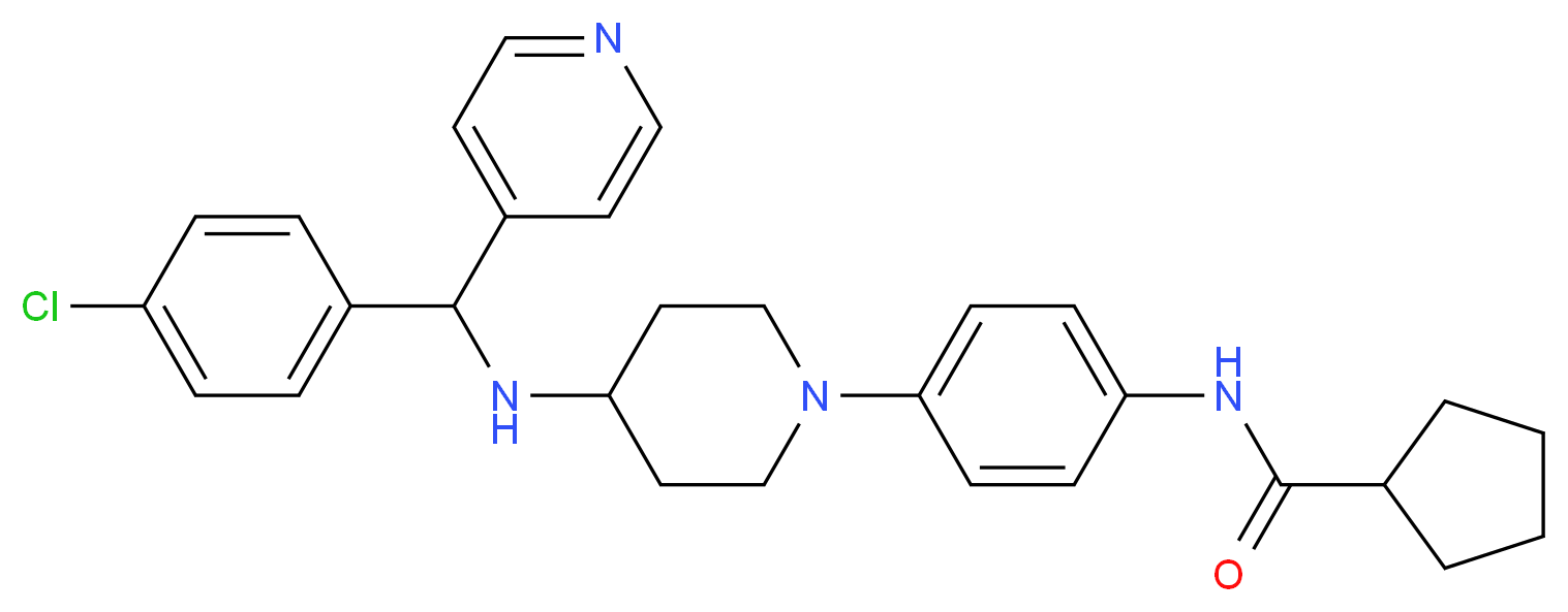 N-[4-(4-{[(4-chlorophenyl)(4-pyridinyl)methyl]amino}-1-piperidinyl)phenyl]cyclopentanecarboxamide_分子结构_CAS_)