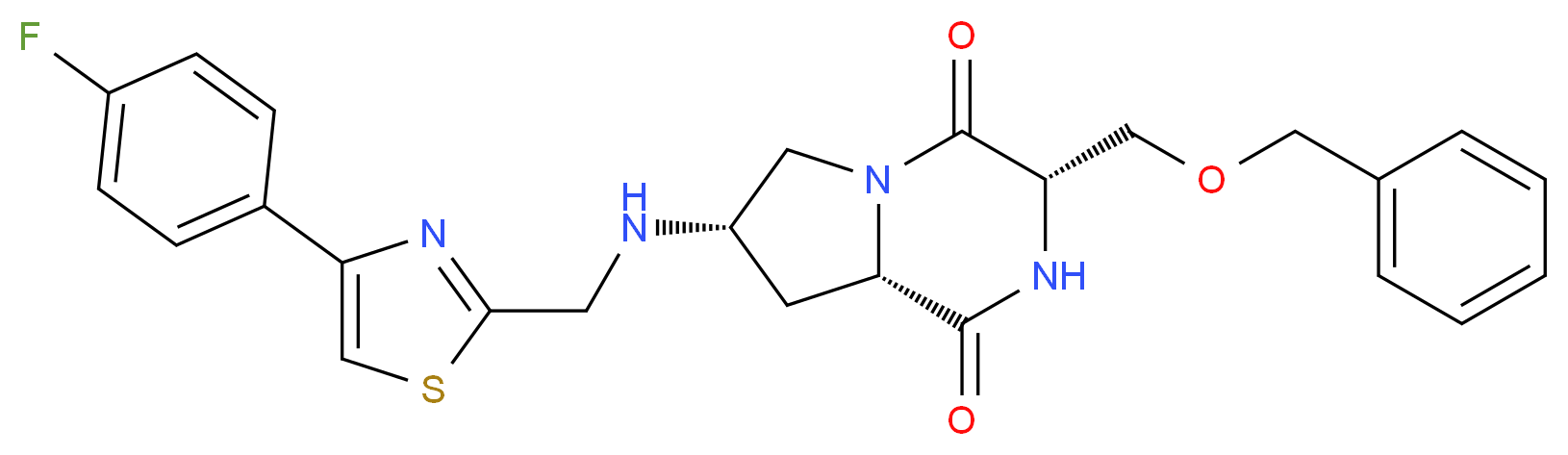 (3S,7S,8aS)-3-[(benzyloxy)methyl]-7-({[4-(4-fluorophenyl)-1,3-thiazol-2-yl]methyl}amino)hexahydropyrrolo[1,2-a]pyrazine-1,4-dione_分子结构_CAS_)