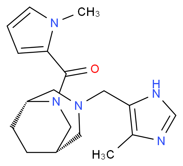 (1S*,5R*)-3-[(4-methyl-1H-imidazol-5-yl)methyl]-6-[(1-methyl-1H-pyrrol-2-yl)carbonyl]-3,6-diazabicyclo[3.2.2]nonane_分子结构_CAS_)
