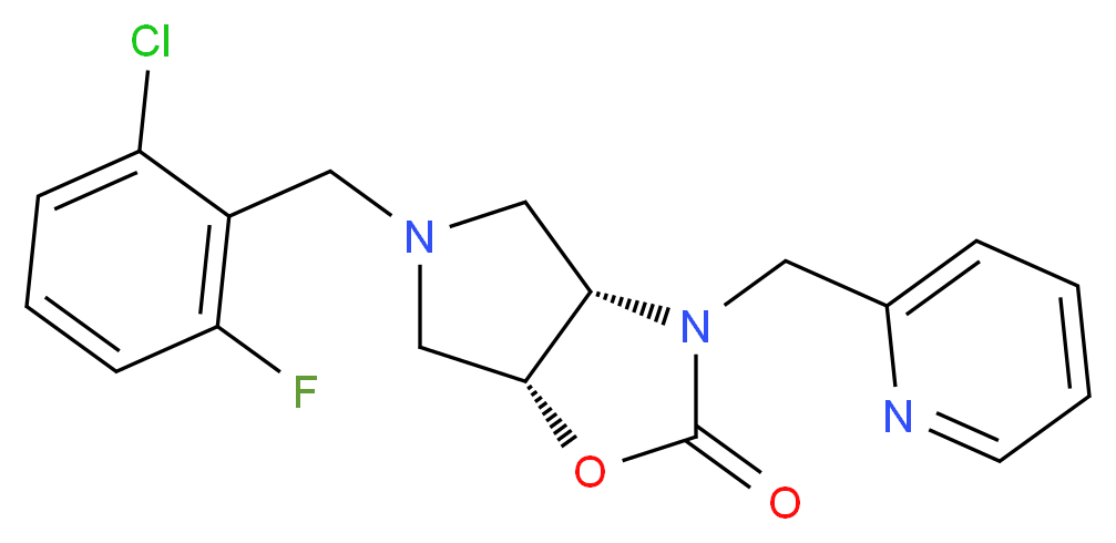 (3aS*,6aR*)-5-(2-chloro-6-fluorobenzyl)-3-(2-pyridinylmethyl)hexahydro-2H-pyrrolo[3,4-d][1,3]oxazol-2-one_分子结构_CAS_)