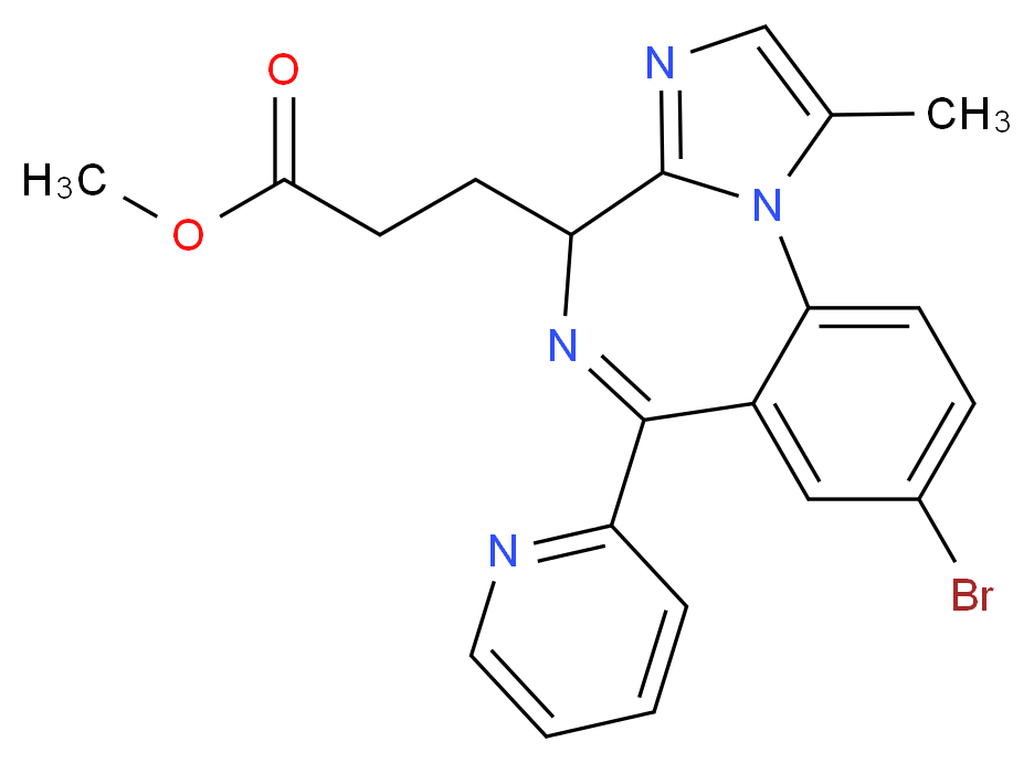 methyl 3-[12-bromo-3-methyl-9-(pyridin-2-yl)-2,5,8-triazatricyclo[8.4.0.0<sup>2</sup>,<sup>6</sup>]tetradeca-1(14),3,5,8,10,12-hexaen-7-yl]propanoate_分子结构_CAS_308242-62-8