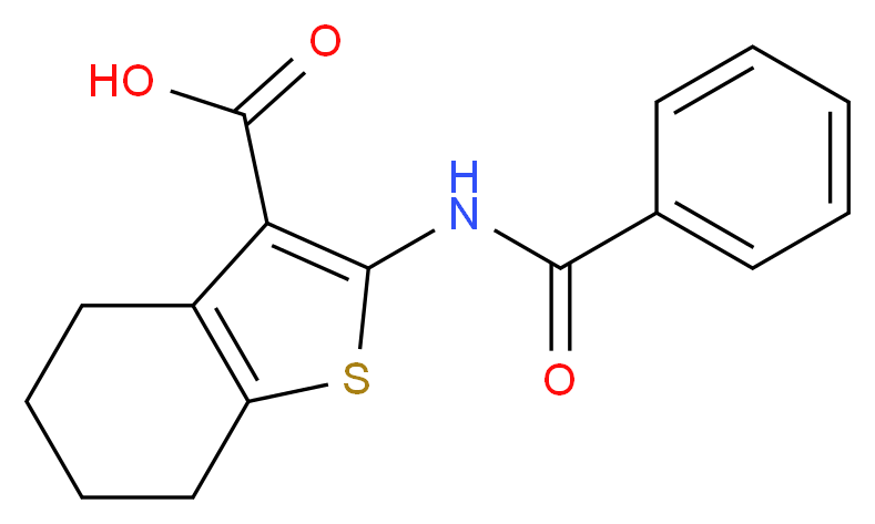 2-benzamido-4,5,6,7-tetrahydro-1-benzothiophene-3-carboxylic acid_分子结构_CAS_52535-73-6