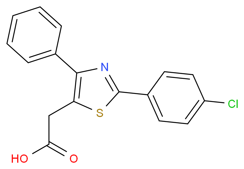 2-[2-(4-chlorophenyl)-4-phenyl-1,3-thiazol-5-yl]acetic acid_分子结构_CAS_23821-72-9