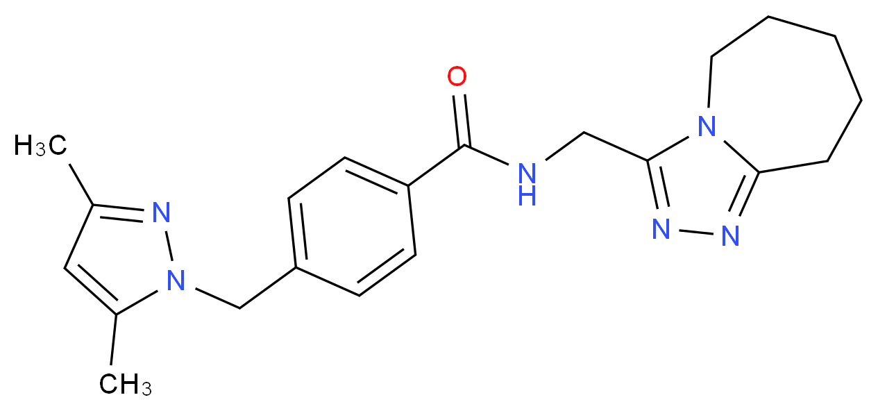 4-[(3,5-dimethyl-1H-pyrazol-1-yl)methyl]-N-(6,7,8,9-tetrahydro-5H-[1,2,4]triazolo[4,3-a]azepin-3-ylmethyl)benzamide_分子结构_CAS_)