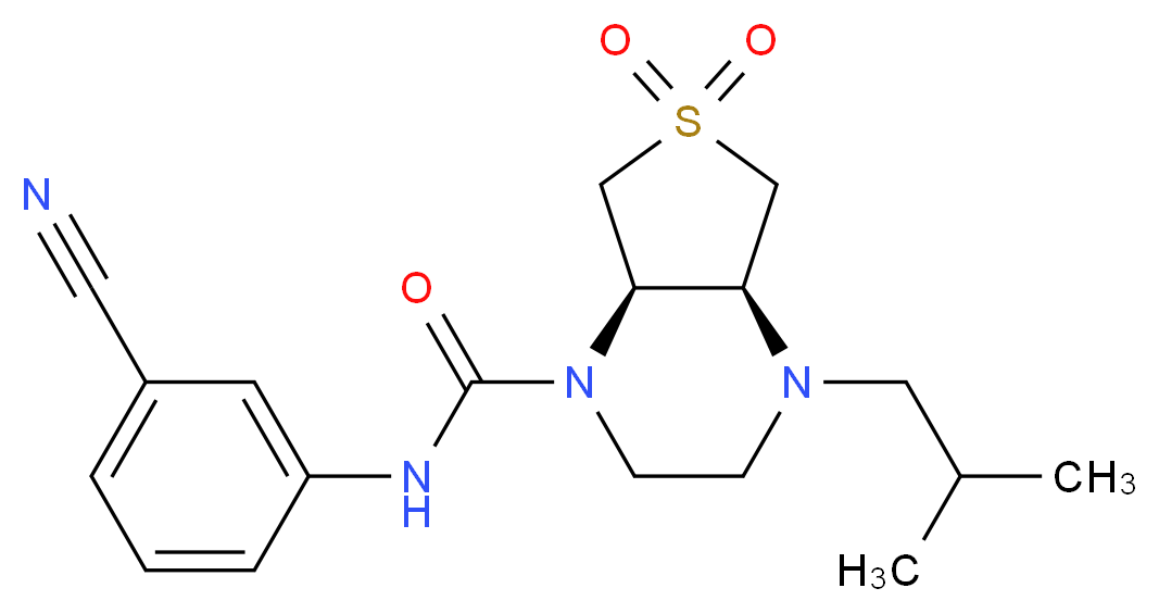 (4aS*,7aR*)-N-(3-cyanophenyl)-4-isobutylhexahydrothieno[3,4-b]pyrazine-1(2H)-carboxamide 6,6-dioxide_分子结构_CAS_)
