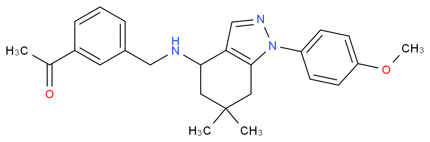 1-[3-({[1-(4-methoxyphenyl)-6,6-dimethyl-4,5,6,7-tetrahydro-1H-indazol-4-yl]amino}methyl)phenyl]ethanone_分子结构_CAS_)