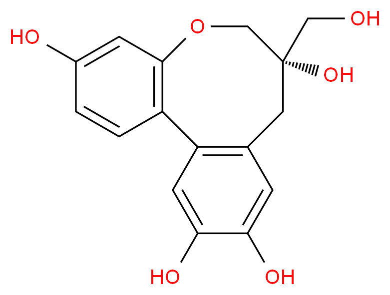 (10S)-10-(hydroxymethyl)-8-oxatricyclo[10.4.0.0<sup>2</sup>,<sup>7</sup>]hexadeca-1(12),2(7),3,5,13,15-hexaene-5,10,14,15-tetrol_分子结构_CAS_102036-29-3