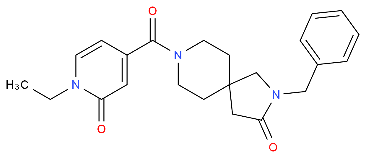 2-benzyl-8-[(1-ethyl-2-oxo-1,2-dihydropyridin-4-yl)carbonyl]-2,8-diazaspiro[4.5]decan-3-one_分子结构_CAS_)