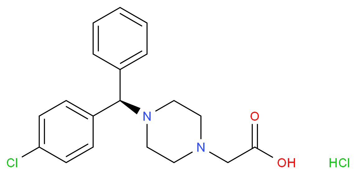 2-{4-[(R)-(4-chlorophenyl)(phenyl)methyl]piperazin-1-yl}acetic acid hydrochloride_分子结构_CAS_942132-30-1