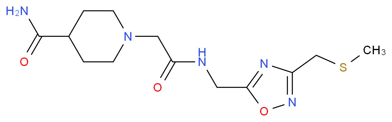 1-{2-[({3-[(methylthio)methyl]-1,2,4-oxadiazol-5-yl}methyl)amino]-2-oxoethyl}-4-piperidinecarboxamide_分子结构_CAS_)