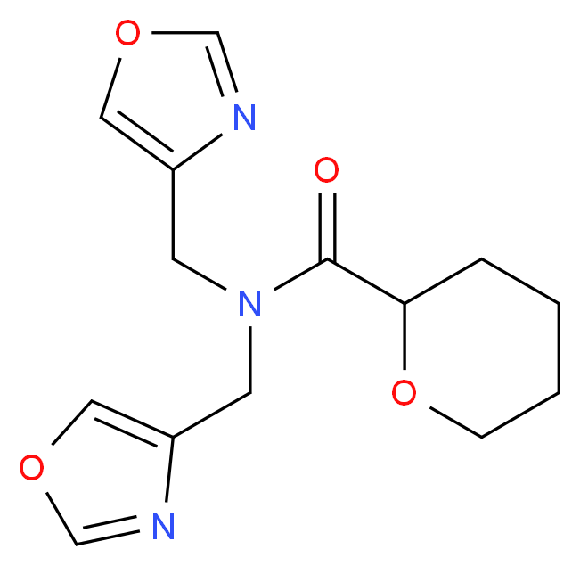 N,N-bis(1,3-oxazol-4-ylmethyl)tetrahydro-2H-pyran-2-carboxamide_分子结构_CAS_)