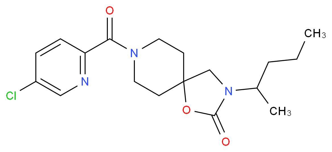 8-[(5-chloropyridin-2-yl)carbonyl]-3-(1-methylbutyl)-1-oxa-3,8-diazaspiro[4.5]decan-2-one_分子结构_CAS_)