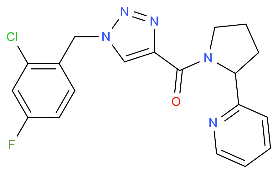 2-(1-{[1-(2-chloro-4-fluorobenzyl)-1H-1,2,3-triazol-4-yl]carbonyl}-2-pyrrolidinyl)pyridine_分子结构_CAS_)