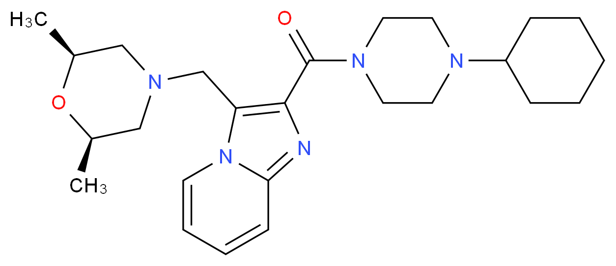 2-[(4-cyclohexyl-1-piperazinyl)carbonyl]-3-{[(2R*,6S*)-2,6-dimethyl-4-morpholinyl]methyl}imidazo[1,2-a]pyridine_分子结构_CAS_)