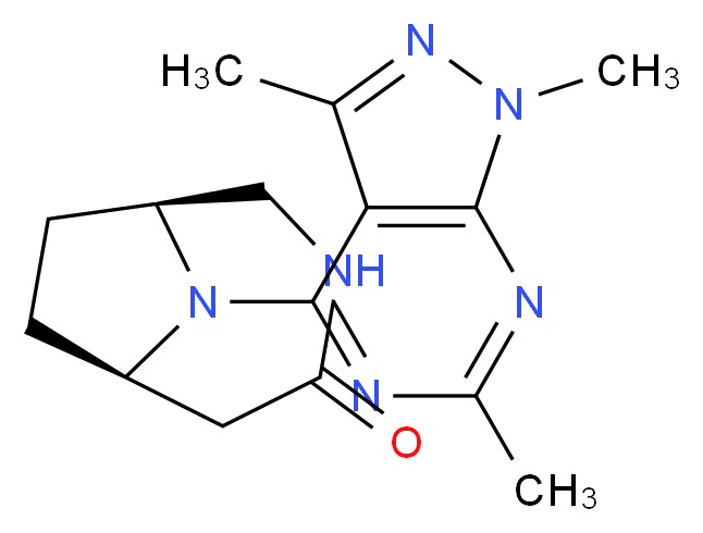 (1S*,6R*)-9-(1,3,6-trimethyl-1H-pyrazolo[3,4-d]pyrimidin-4-yl)-3,9-diazabicyclo[4.2.1]nonan-4-one_分子结构_CAS_)