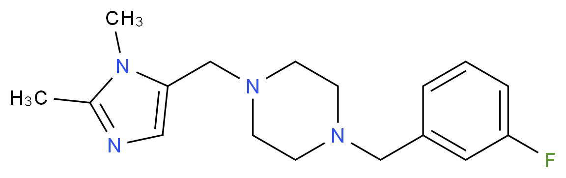 1-[(1,2-dimethyl-1H-imidazol-5-yl)methyl]-4-(3-fluorobenzyl)piperazine_分子结构_CAS_)