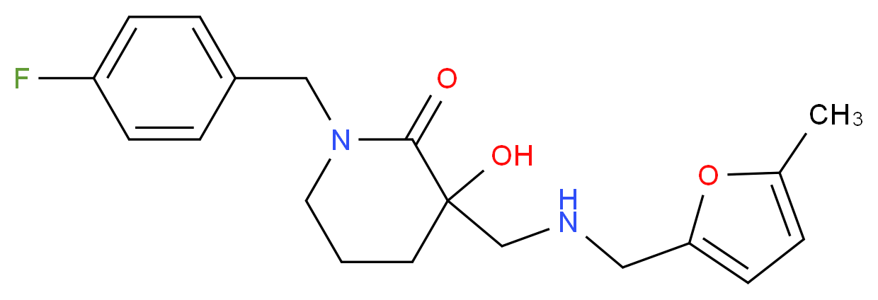 1-(4-fluorobenzyl)-3-hydroxy-3-({[(5-methyl-2-furyl)methyl]amino}methyl)-2-piperidinone_分子结构_CAS_)