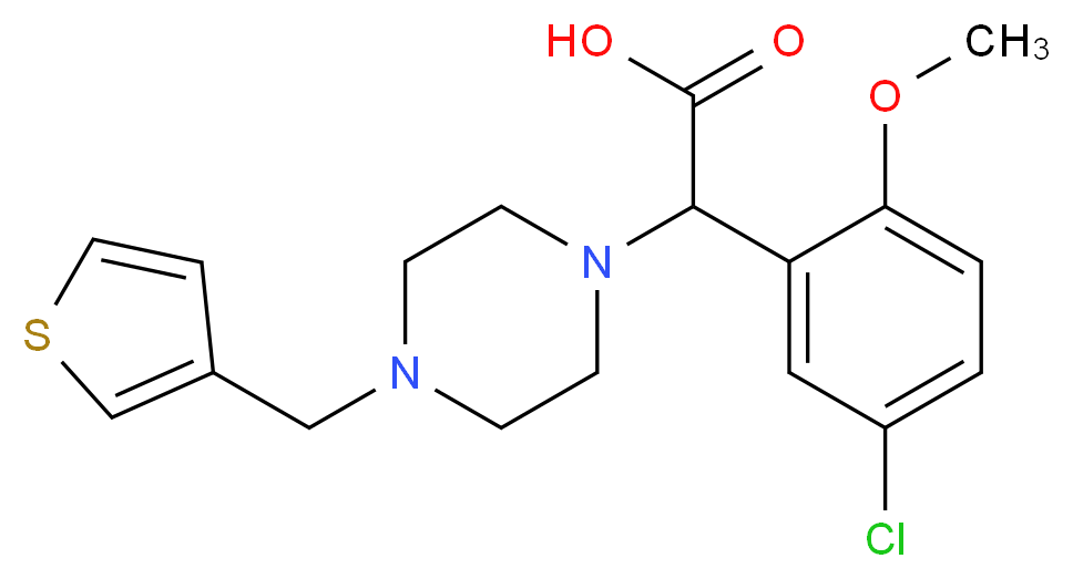 (5-chloro-2-methoxyphenyl)[4-(3-thienylmethyl)piperazin-1-yl]acetic acid_分子结构_CAS_)