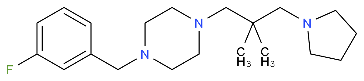 1-[2,2-dimethyl-3-(1-pyrrolidinyl)propyl]-4-(3-fluorobenzyl)piperazine_分子结构_CAS_)