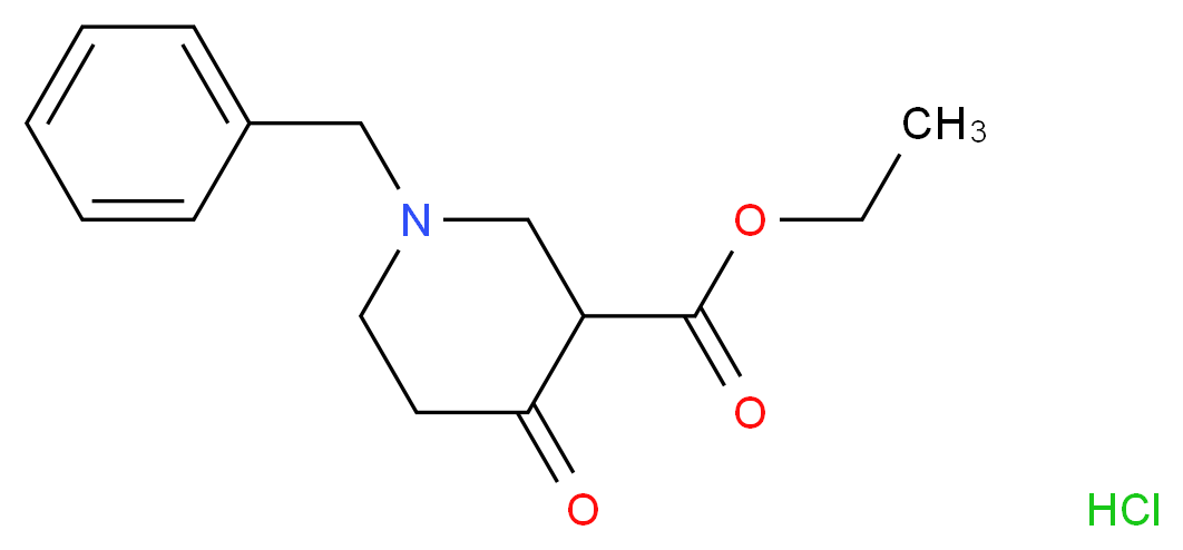 ethyl 1-benzyl-4-oxopiperidine-3-carboxylate hydrochloride_分子结构_CAS_1454-53-1