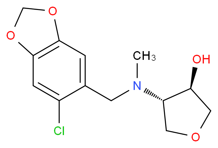 (3R*,4S*)-4-[[(6-chloro-1,3-benzodioxol-5-yl)methyl](methyl)amino]tetrahydrofuran-3-ol_分子结构_CAS_)