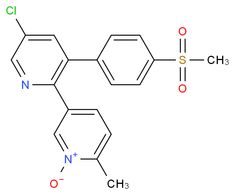 5-[5-chloro-3-(4-methanesulfonylphenyl)pyridin-2-yl]-2-methylpyridin-1-ium-1-olate_分子结构_CAS_325855-74-1