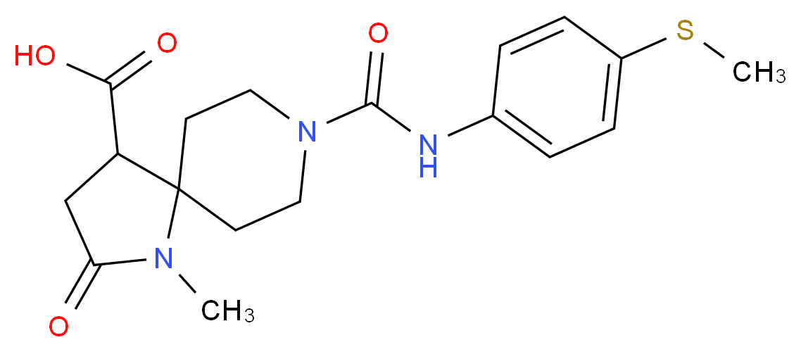 1-methyl-8-({[4-(methylthio)phenyl]amino}carbonyl)-2-oxo-1,8-diazaspiro[4.5]decane-4-carboxylic acid_分子结构_CAS_)