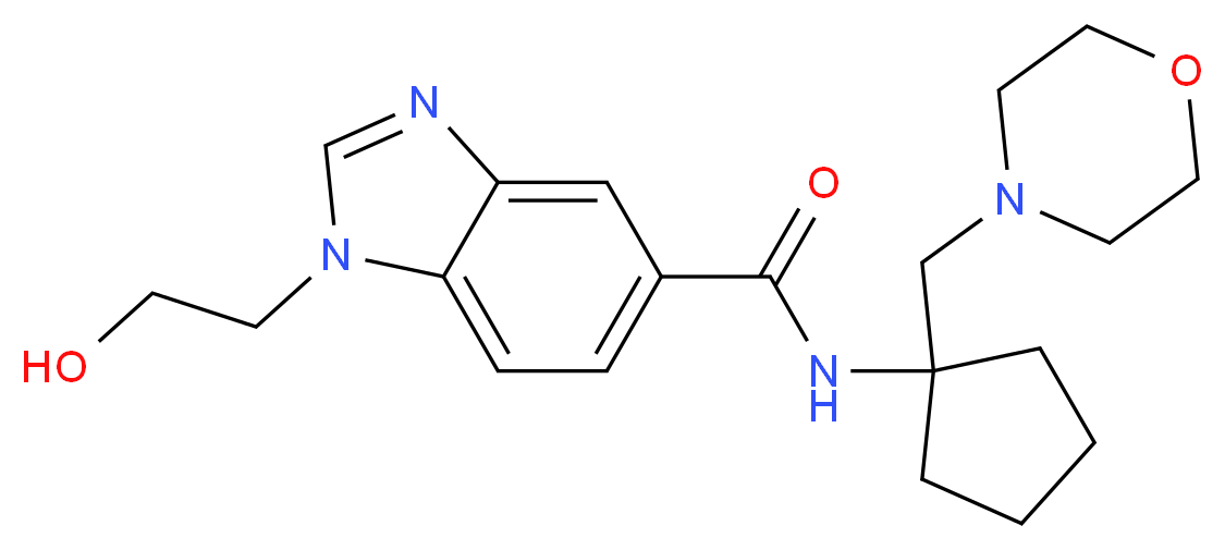 1-(2-hydroxyethyl)-N-[1-(morpholin-4-ylmethyl)cyclopentyl]-1H-benzimidazole-5-carboxamide_分子结构_CAS_)