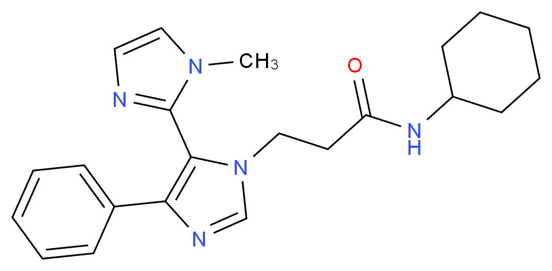 N-cyclohexyl-3-(1-methyl-5'-phenyl-1H,3'H-2,4'-biimidazol-3'-yl)propanamide_分子结构_CAS_)