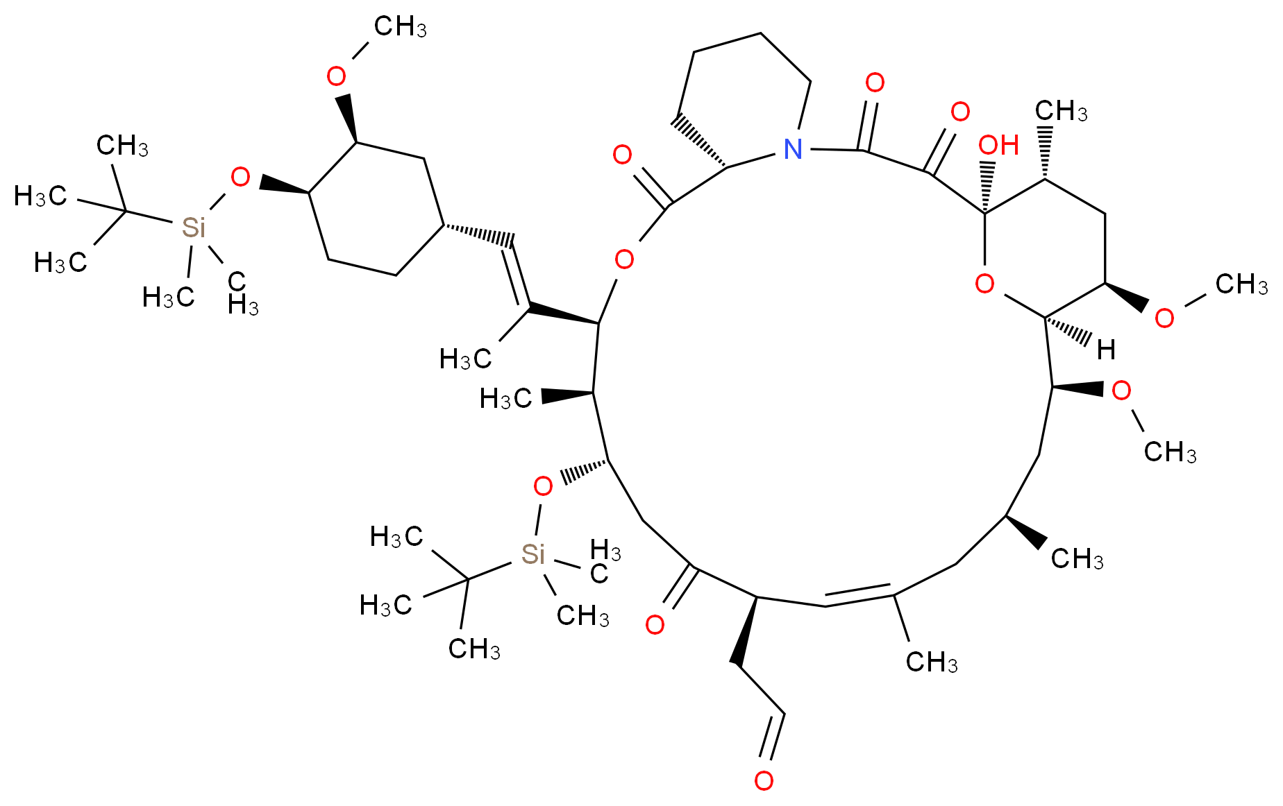 37-Desmethylene 24,33-Bis-O-(tert-butyldimethylsilyl)-37-oxo-FK-506_分子结构_CAS_155684-96-1)