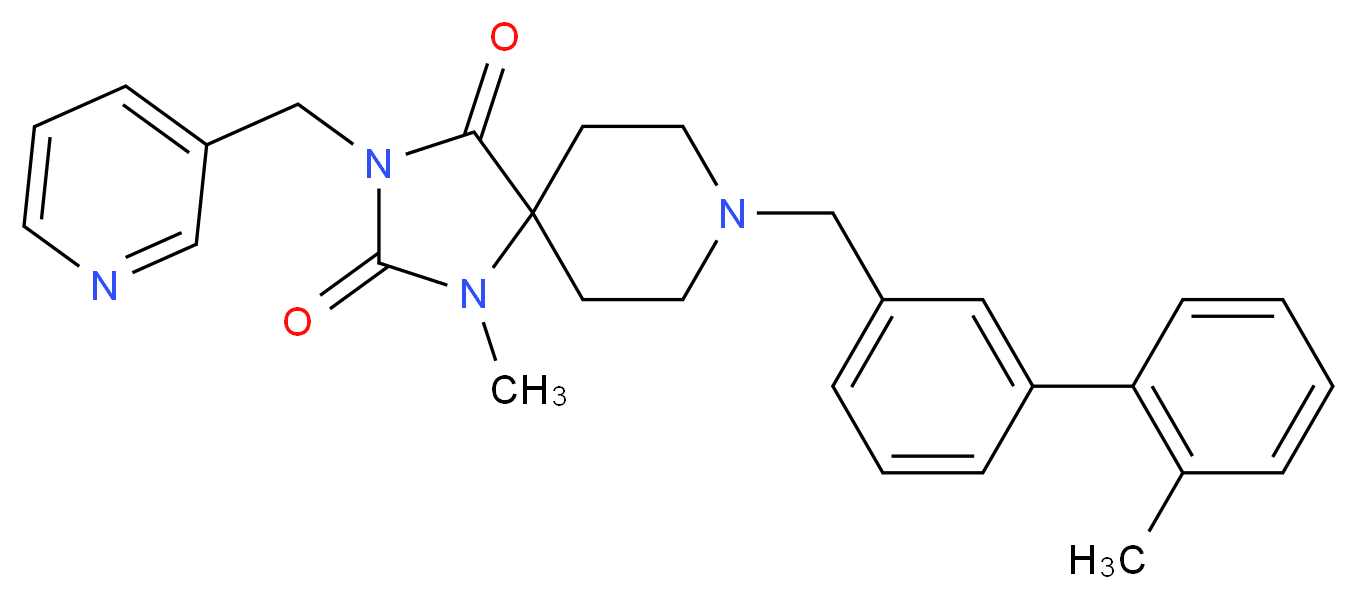 1-methyl-8-[(2'-methyl-3-biphenylyl)methyl]-3-(3-pyridinylmethyl)-1,3,8-triazaspiro[4.5]decane-2,4-dione_分子结构_CAS_)