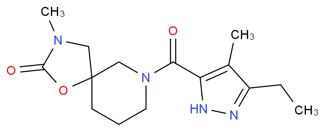 7-[(3-ethyl-4-methyl-1H-pyrazol-5-yl)carbonyl]-3-methyl-1-oxa-3,7-diazaspiro[4.5]decan-2-one_分子结构_CAS_)