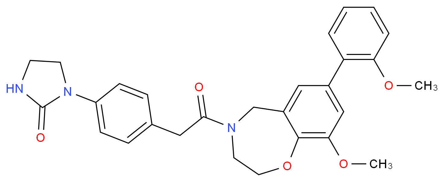 1-(4-{2-[9-methoxy-7-(2-methoxyphenyl)-2,3-dihydro-1,4-benzoxazepin-4(5H)-yl]-2-oxoethyl}phenyl)-2-imidazolidinone_分子结构_CAS_)